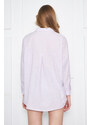 armonika Women's Lilac Striped Look Oversized Long Basic Shirt