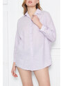 armonika Women's Lilac Striped Look Oversized Long Basic Shirt