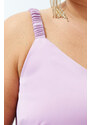 Trendyol Curve Lilac Strappy Satin Woven Dress