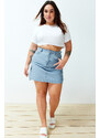 Trendyol Curve Blue Cargo Pocket Mini Denim Skirt