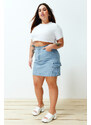 Trendyol Curve Blue Cargo Pocket Mini Denim Skirt