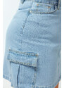 Trendyol Curve Blue Cargo Pocket Mini Denim Skirt