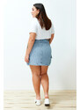 Trendyol Curve Blue Cargo Pocket Mini Denim Skirt