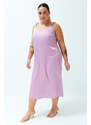 Trendyol Curve Lilac Strappy Satin Woven Dress