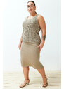 Trendyol Curve Mink Knitwear Blouse & Dress 2-Piece Set