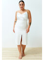 Trendyol Curve White High Waist Woven Bridal Pencil Skirt