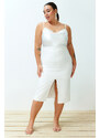 Trendyol Curve White High Waist Woven Bridal Pencil Skirt