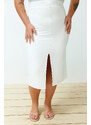 Trendyol Curve White High Waist Woven Bridal Pencil Skirt