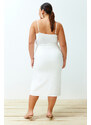 Trendyol Curve White High Waist Woven Bridal Pencil Skirt