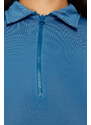 Trendyol Indigo Fitted/Fitted Zippered Collar Flexible Knitted Body with Snap Fasteners