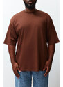 Trendyol Plus Size Brown Oversize Comfortable Basic 100% Cotton T-Shirt