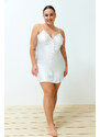 Trendyol Curve White Mini Satin Woven Bridal Nightgown