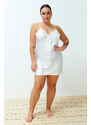 Trendyol Curve White Mini Satin Woven Bridal Nightgown