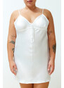 Trendyol Curve White Mini Satin Woven Bridal Nightgown