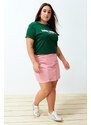 Trendyol Curve Pink Buttoned Mini Denim Skirt