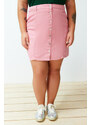 Trendyol Curve Pink Buttoned Mini Denim Skirt