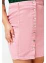 Trendyol Curve Pink Buttoned Mini Denim Skirt