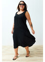 Trendyol Curve Black Oversize Woven Dress