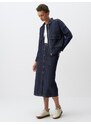 Jimmy Key Dark Indigo Blue Normal Waist Pocket Denim Maxi Skirt