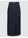 Jimmy Key Dark Indigo Blue Normal Waist Pocket Denim Maxi Skirt