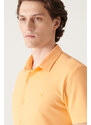 Avva Men's Orange Jacquard Knitted Short Sleeve Shirt