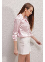 Bigdart 3964 Lightly Flowing Satin Shirt - Pink