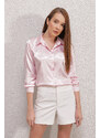 Bigdart 3964 Lightly Flowing Satin Shirt - Pink