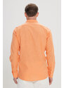 AC&Co / Altınyıldız Classics Men's Orange Comfort Fit Comfy Cut Concealed Button Collar 100% Cotton Flamed Shirt