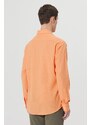 AC&Co / Altınyıldız Classics Men's Orange Comfort Fit Comfy Cut Concealed Button Collar 100% Cotton Flamed Shirt