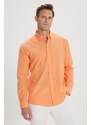 AC&Co / Altınyıldız Classics Men's Orange Comfort Fit Comfy Cut Concealed Button Collar 100% Cotton Flamed Shirt