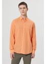 AC&Co / Altınyıldız Classics Men's Orange Comfort Fit Comfy Cut Concealed Button Collar 100% Cotton Flamed Shirt