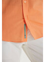 AC&Co / Altınyıldız Classics Men's Orange Comfort Fit Comfy Cut Concealed Button Collar 100% Cotton Flamed Shirt