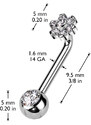 Atreya Christina piercing titanový s vnitřním závitem Floral