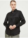 Košile Samsoe Samsoe SAMADISONI dámská, černá barva, regular, s klasickým límcem, F10000030