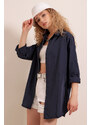 Bigdart 3900 Oversize Long Basic Shirt - Navy