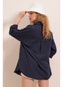 Bigdart 3900 Oversize Long Basic Shirt - Navy