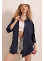 Bigdart 3900 Oversize Long Basic Shirt - Navy