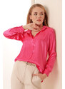 Bigdart 3964 Lightly Flowy Satin Shirt - Fuchsia