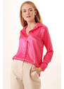 Bigdart 3964 Lightly Flowy Satin Shirt - Fuchsia