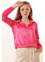 Bigdart 3964 Lightly Flowy Satin Shirt - Fuchsia