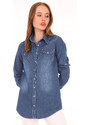 Bigdart 3411 Double Pocket? Checkered Denim Shirt - Dark Blue