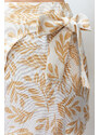 Trendyol Mink Patterned Tie Detail Double Breasted Mini Length Woven Linen Look Skirt