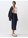 Jimmy Key Dark Indigo Blue Normal Waist Pocket Denim Maxi Skirt