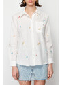 Trendyol Ecru Floral Embroidered Regular Woven Shirt