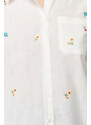 Trendyol Ecru Floral Embroidered Regular Woven Shirt