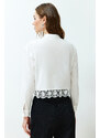 Trendyol Ecru Lace Detail Crop Woven Shirt
