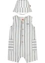 Dětské dupačky ze směsi lnu Levi's LVB STRIPE ROMPER & BUCKET HAT