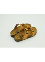 Dámské kožené pantofle mezi prst 341032-04 MOSTAZA PLAKTON žlutá