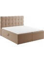 Béžová sametová dvoulůžková postel boxspring MICADONI Mamaia 160 x 200 cm