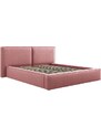 Růžová čalouněná dvoulůžková postel MICADONI Jodie 160 x 200 cm